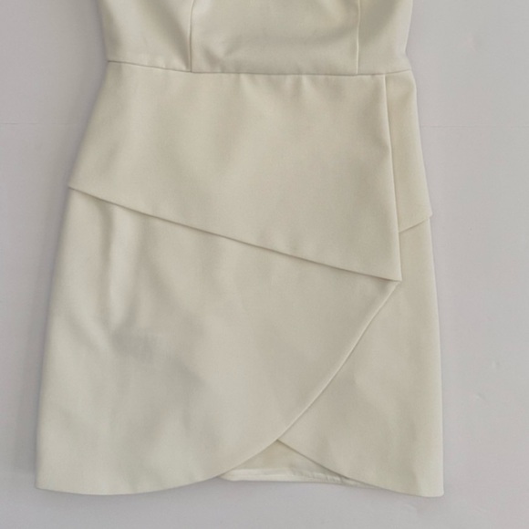 BCBGMaxAzria Lace-Up-Back Halter Asymmetrical Wrap Mini Short Dress,Cream,Size 8 - Picture 9 of 13